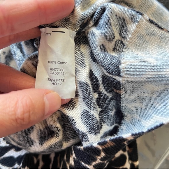 J Crew 100% Cotton Knit Pullover Sweater Leopard Print Multicolor Women XS - Picture 7 of 7